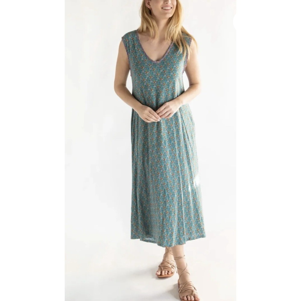 NATURAL LIFE Teal Floral Midi Dress